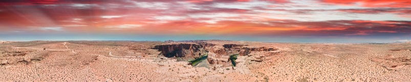 Panoramic Sunset Aerial View Of Horseshoe Bend In Page, Arizona, USA Stock Photo Panoramic Sunset Aerial View Of Horseshoe Bend In Page, Arizona, USA Stock Photo