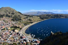 Panoramic view of Copacabana, Bolivia stock image Panoramic view of Copacabana, Bolivia stock image