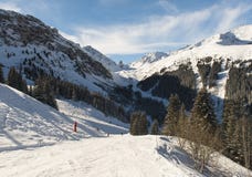 Panoramic View Down An Alpine Mountain Valley Stock Images Panoramic View Down An Alpine Mountain Valley Stock Images