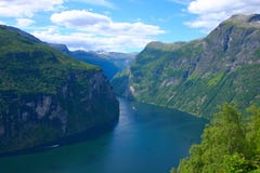 Panoramic View Geiranger Fjord - Horizontal Royalty Free Stock Image Panoramic View Geiranger Fjord - Horizontal Royalty Free Stock Image