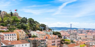 Panoramic view of Miradouro da Graca viewpoint in Lisbon, Portu Stock Images Panoramic view of Miradouro da Graca viewpoint in Lisbon, Portu Stock Images