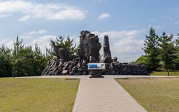Panoramic view on the Music Monument Akamizu Tembo Hiroba of Tsuyoshi Nagabuchi build from Lava. Near the Vulcan Sakurajima stock image Panoramic view on the Music Monument Akamizu Tembo Hiroba of Tsuyoshi Nagabuchi build from Lava. Near the Vulcan Sakurajima stock image
