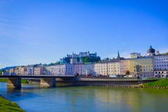 Panoramic view of Salzburg skyline with river Salzach, Salzburger Land, Austria Stock Photos Panoramic view of Salzburg skyline with river Salzach, Salzburger Land, Austria Stock Photos