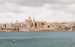 Panoramic View on the Skyline of historical Valletta during a stormy day stock photography Panoramic View on the Skyline of historical Valletta during a stormy day stock photography