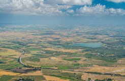 Panoramic view of the surrounding landscape from Erice, province of Trapani, Sicily. royalty free stock photography Panoramic view of the surrounding landscape from Erice, province of Trapani, Sicily. royalty free stock photography