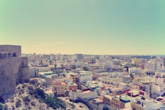 Panoramiczny widok na Almeria z wierzchu Alcazaba fortecy obrazy royalty free Panoramiczny widok na Almeria z wierzchu Alcazaba fortecy obrazy royalty free