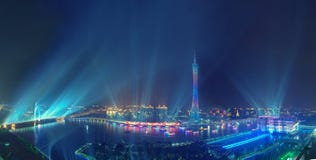 Panoroma-Nachtansicht von Guangzhou China lizenzfreie stockfotografie Panoroma-Nachtansicht von Guangzhou China lizenzfreie stockfotografie