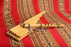 Panpipes and flute from South America Stock Images Panpipes and flute from South America Stock Images