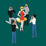 Paparazzi isométriques plats prenant des photos de superstar populaire Femme d'idole de tir de photographe de célébrité illustration libre de droits Paparazzi isométriques plats prenant des photos de superstar populaire Femme d'idole de tir de photographe de célébrité illustration libre de droits