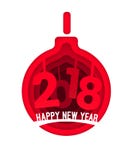 Paper art design carving style design concept Christmas ball with figures 2018 years for Christmas Postcard, festive Royalty Free Stock Image Paper art design carving style design concept Christmas ball with figures 2018 years for Christmas Postcard, festive Royalty Free Stock Image