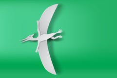 Paper art of Pteranodon dinosour on green background vector stock illustration Paper art of Pteranodon dinosour on green background vector stock illustration