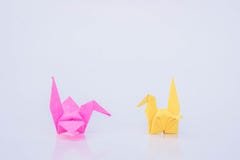 Paper bird yellow and pink color paper on white background royalty free stock images Paper bird yellow and pink color paper on white background royalty free stock images