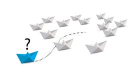paper boat leader with questions. Stock Images paper boat leader with questions. Stock Images