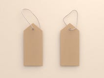 Paper craft tag on soft cream background 3d render vector illustration Paper craft tag on soft cream background 3d render vector illustration