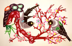 Paper-cut Of Birds And Flowers Stock Image Paper-cut Of Birds And Flowers Stock Image