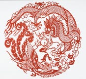 Paper Cut Of Dragon And Phoenix Stock Photo Paper Cut Of Dragon And Phoenix Stock Photo