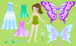 Paper doll of beautiful fairy. Body templates. Dress up vector illustration Paper doll of beautiful fairy. Body templates. Dress up vector illustration
