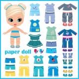 Paper Doll With A Set Of Clothes. Stock Vector - Illustration of ...