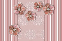 papier peint 3D, fleurs de bijoux, modèle avec les rayures verticales, lignes d'épaisseur différente et couleurs pastel illustration libre de droits papier peint 3D, fleurs de bijoux, modèle avec les rayures verticales, lignes d'épaisseur différente et couleurs pastel illustration libre de droits