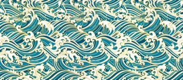 Papier peint sans couture de vague orientale du Japon illustration de vecteur Papier peint sans couture de vague orientale du Japon illustration de vecteur