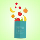 Papierowy pakunek z świeżym zdrowym produkt spożywczy Świeżej owoc 100% natura ilustracji Papierowy pakunek z świeżym zdrowym produkt spożywczy Świeżej owoc 100% natura ilustracji