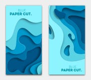 Papper klippte designbegreppet för reklamblad, presentationer och affischer Abstrakt snida konst för vektor Varvade vit och blått vektor illustrationer Papper klippte designbegreppet för reklamblad, presentationer och affischer Abstrakt snida konst för vektor Varvade vit och blått vektor illustrationer