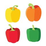 Paprika vert rouge jaune-orange du MÉLANGE 800Colour d'isolement sur l'illustration blanche vectorx566 de fond illustration stock Paprika vert rouge jaune-orange du MÉLANGE 800Colour d'isolement sur l'illustration blanche vectorx566 de fond illustration stock
