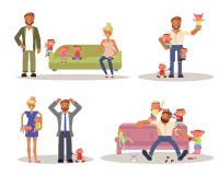 Papà con i bambini illustrazione vettoriale Papà con i bambini illustrazione vettoriale