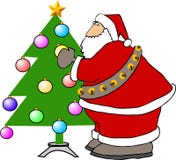 Papá Noel que adorna un árbol de navidad ilustración del vector Papá Noel que adorna un árbol de navidad ilustración del vector