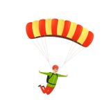 Parachute jump. Happy paratrooper descends with a parachute in the sky. Concept of sports activity. Stock Image Parachute jump. Happy paratrooper descends with a parachute in the sky. Concept of sports activity. Stock Image