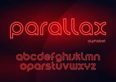 Parallax διανυσματικοί γραμμικοί χαρακτήρες νέου, αλφάβητο, επιστολές, πηγή, διανυσματική απεικόνιση Parallax διανυσματικοί γραμμικοί χαρακτήρες νέου, αλφάβητο, επιστολές, πηγή, διανυσματική απεικόνιση