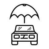 Paraplu boven autopictogram, vectorauto royalty-vrije illustratie Paraplu boven autopictogram, vectorauto royalty-vrije illustratie