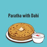 Paratha με dahi την απεικόνιση διανυσματική απεικόνιση Paratha με dahi την απεικόνιση διανυσματική απεικόνιση