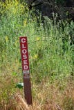 Parco di stato dell'insenatura di Malibu - 11 maggio 2019: I segni proteggono gli alberi e le piante di recupero del parco di sta fotografia stock Parco di stato dell'insenatura di Malibu - 11 maggio 2019: I segni proteggono gli alberi e le piante di recupero del parco di sta fotografia stock