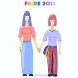 Pares de dos lesbianas - cartel del orgullo gay stock de ilustración Pares de dos lesbianas - cartel del orgullo gay stock de ilustración