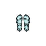 Pares de emigrar el icono plano de las sandalias Elemento aislado vector stock de ilustración Pares de emigrar el icono plano de las sandalias Elemento aislado vector stock de ilustración