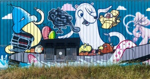 Parete dei graffiti di costruzione occupata a L'aia, Paesi Bassi Immagini Stock Libere da Diritti Parete dei graffiti di costruzione occupata a L'aia, Paesi Bassi Immagini Stock Libere da Diritti