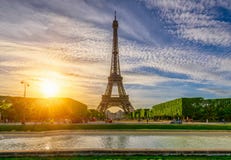 Paris Eiffel Tower and Champ de Mars in Paris, France royalty free stock photography Paris Eiffel Tower and Champ de Mars in Paris, France royalty free stock photography