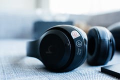 View from above of new Beats 3 Studio professional wireless head royalty free stock image View from above of new Beats 3 Studio professional wireless head royalty free stock image