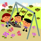 Park Scene With Swing Stock Photography