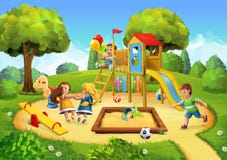 Park, speelplaatsachtergrond royalty-vrije illustratie Park, speelplaatsachtergrond royalty-vrije illustratie