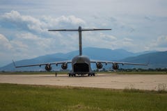 Parked military cargo aircraft stock photo Parked military cargo aircraft stock photo