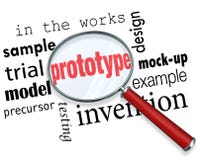 Parole della lente d'ingrandimento del campione del prodotto del modello del prototipo illustrazione vettoriale Parole della lente d'ingrandimento del campione del prodotto del modello del prototipo illustrazione vettoriale