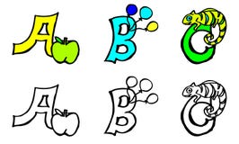 Part 1 a b c coloring book letters with pictures in german and english royalty free illustration Part 1 a b c coloring book letters with pictures in german and english royalty free illustration
