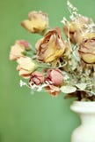 A part of a bouquet of autumn brown colored artificial roses on green background with copy space. stock photos A part of a bouquet of autumn brown colored artificial roses on green background with copy space. stock photos