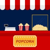 Parte anteriore del negozio rosso del popcorn illustrazione vettoriale Parte anteriore del negozio rosso del popcorn illustrazione vettoriale