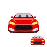 Parte anteriore dell'automobile di arte del pixel di vettore isolata royalty illustrazione gratis Parte anteriore dell'automobile di arte del pixel di vettore isolata royalty illustrazione gratis