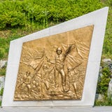 Parte de bronze da arte que descreve soldados na Guerra da Coreia - perto da ponte da liberdade imagens de stock Parte de bronze da arte que descreve soldados na Guerra da Coreia - perto da ponte da liberdade imagens de stock