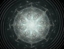 Particles of abstract fractal forms on the subject of nuclear physics science and graphic design. Geometry sacred futuristic royalty free illustration Particles of abstract fractal forms on the subject of nuclear physics science and graphic design. Geometry sacred futuristic royalty free illustration