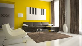Partie d'intérieur avec les murs jaunes Photos stock Partie d'intérieur avec les murs jaunes Photos stock